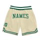 Men's Custom Cream Kelly Green-White Authentic Throwback Basketball Shorts