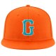 Custom Orange Aqua-White Stitched Adjustable Snapback Hat