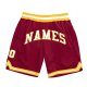 Men's Custom Maroon White-Gold Authentic Throwback Basketball Shorts